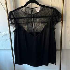 Cami NYC Black Top Lace Cap Butterfly Sleeves